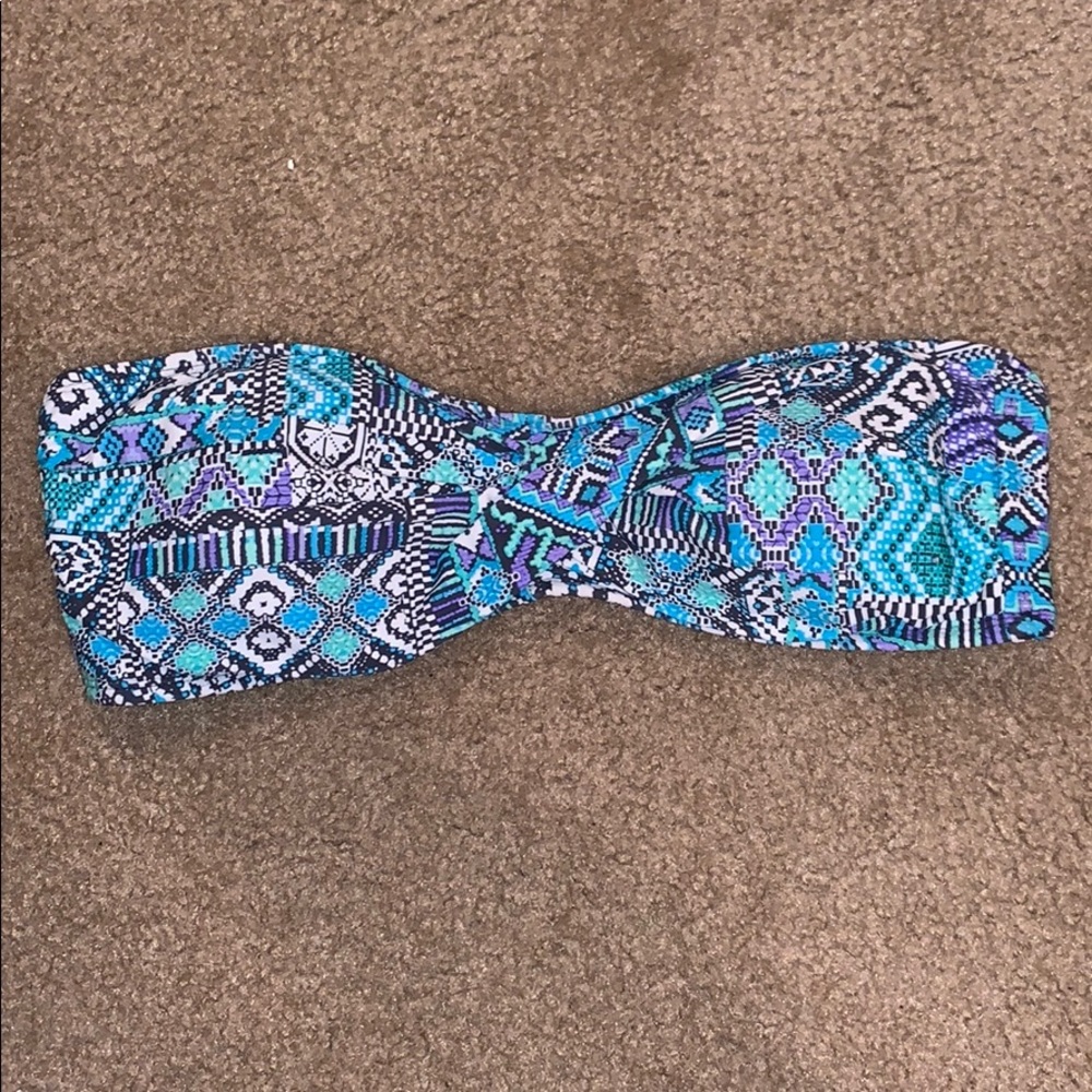 Bandeau swim top and bottoms.